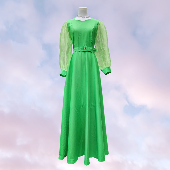 Vintage Green Maxi Dress - Picture 1 of 9